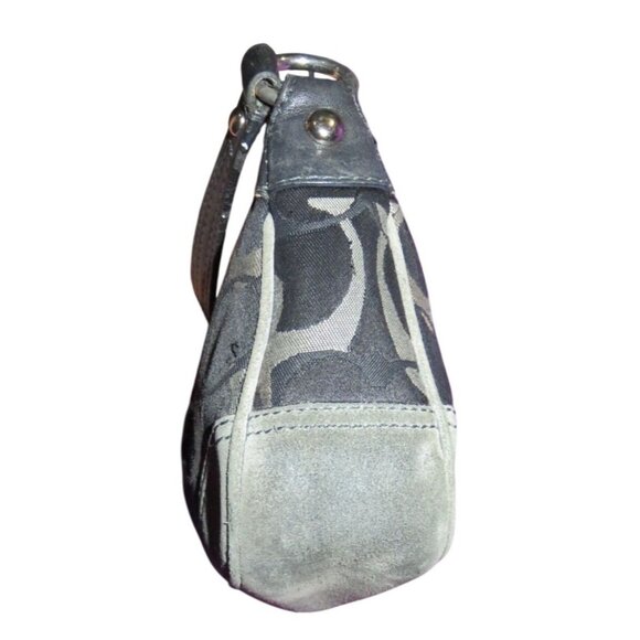 COACH 2005 Chelsea Black & Gray Signature Canvas & Suede Demi Sufflette Baguette - Picture 3 of 10